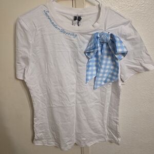 White  Shirt with Blue Checkered Bow Surrended Dorothy From Wizard Of Oz